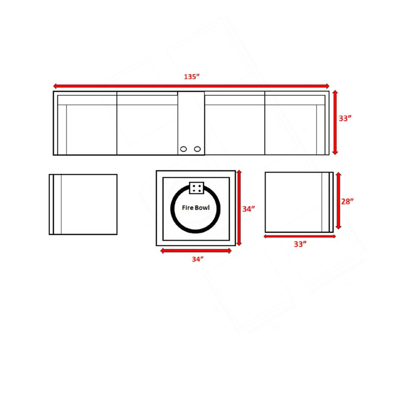 Ensemble de conversation de patio pré-assemblé pour 6 personnes avec coussins en osier de PEHD durable