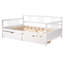 Lit de jour pleine grandeur avec deux tiroirs en bois massif - blanc, aspect peu encombrant, structure multifonctionnelle, structure d'assemblage facile, avantage, décoration, lit à assembler-532873295