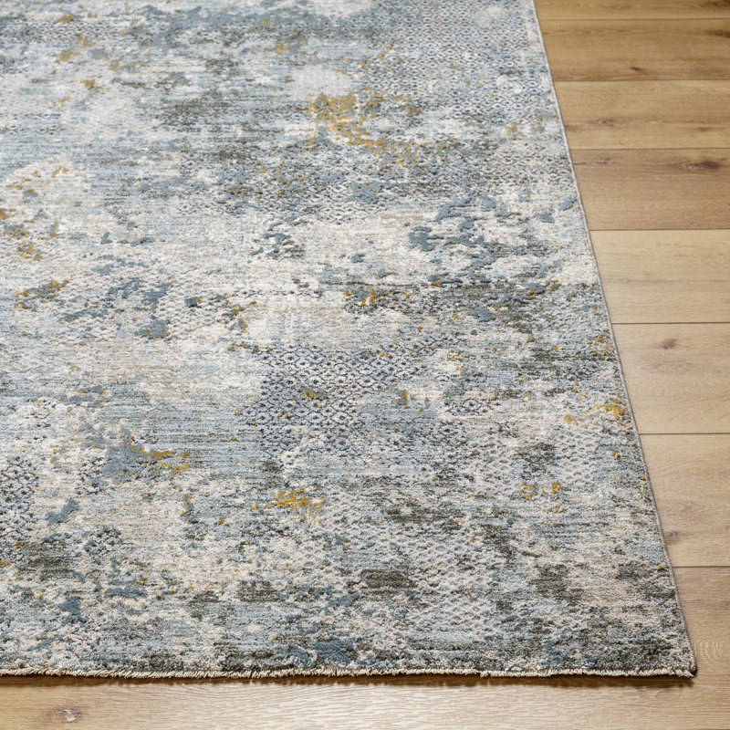 Chloe Abstract Dusty Sage Area Rug, Rectangle 6'7" x 9'6"
