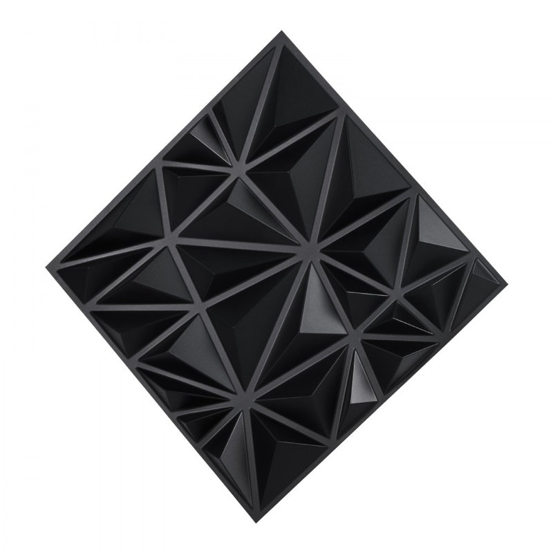 Panneaux muraux 3D 11,81 po x 11,81 po PVC 32 pi. Ca. Diamant, Noir mat