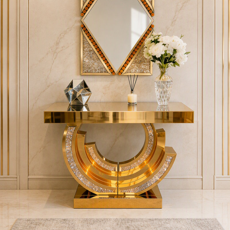 Console miroir, table d'entrée, Brown, Brown, Brun