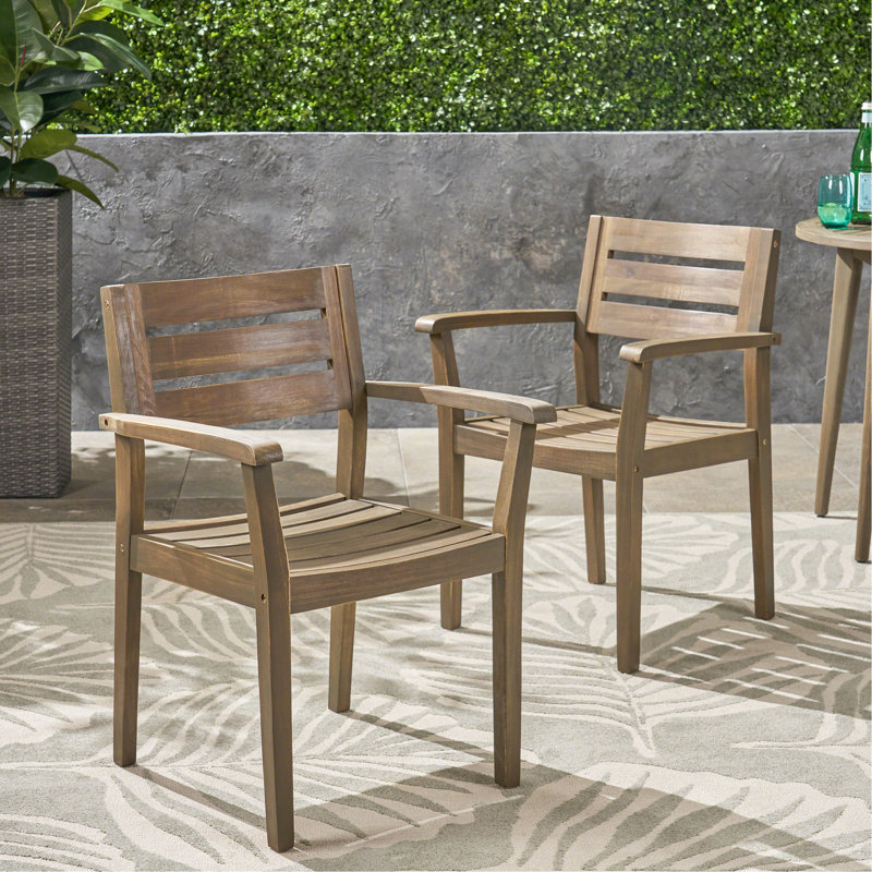 Wood Armchairs 2, Grey. Perfect For Backyard, Poolside, Garden Outdoors. , 350 Lbs Weight Capacity Support, Gray