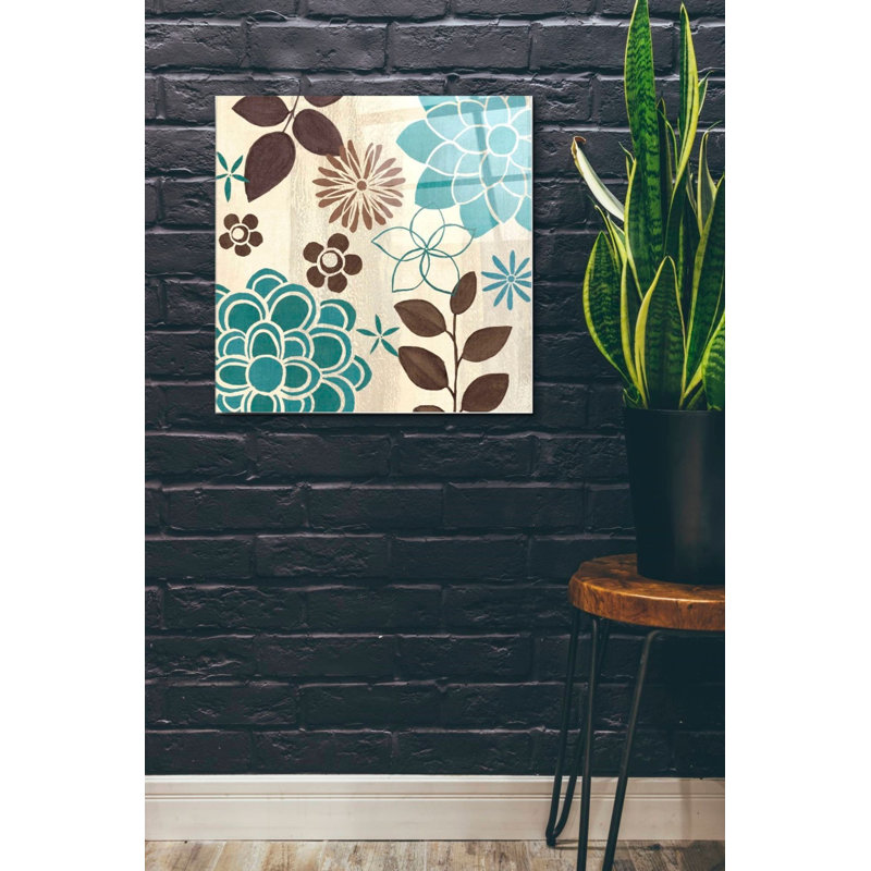 «Abstract Garden Blue II» par Veronique Charron, art mural en verre acrylique, H 24 po x l 24 po