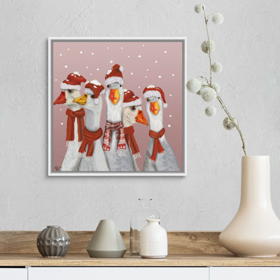 «Christmas Gaggle of Geese», reproduction d'art sur toile