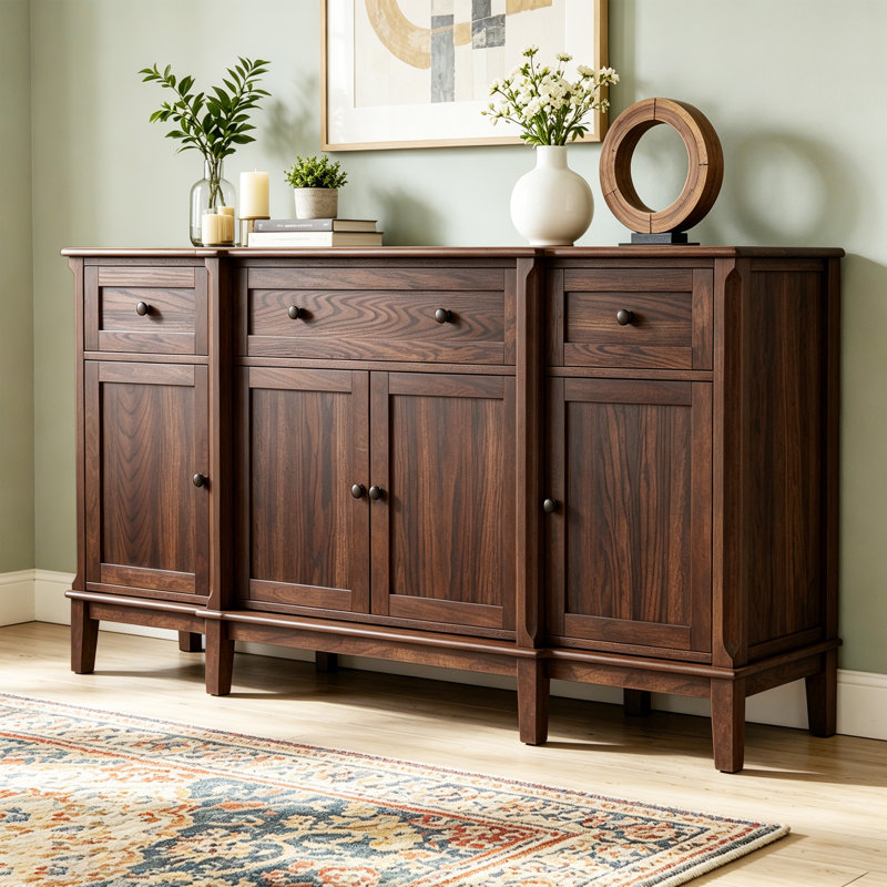 Buffet en bois massif 65 portes 4 portes, Noyer