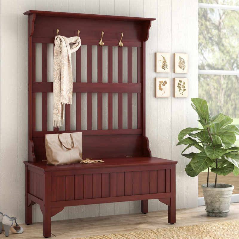 Medau Hall Tree 40'' Wide with Bench, Cherry