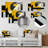 Geometric Pulse Of Yellow And Black Paint II - Abstract Metal Decor, Geometric Metal Print-210243733