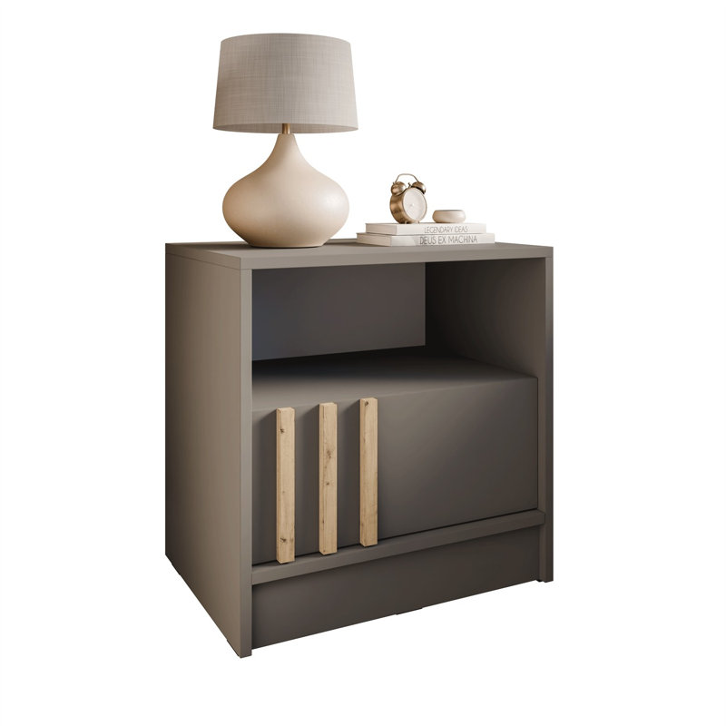 51cm W Bedside Table, Grey/Artisan Oak