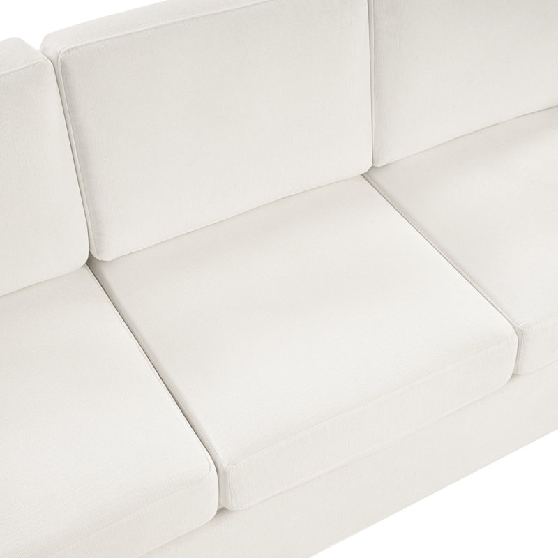 Canapé moderne à 3 places avec canapé incurvé de 84,7 po et dossier incurvé, Chenille beige