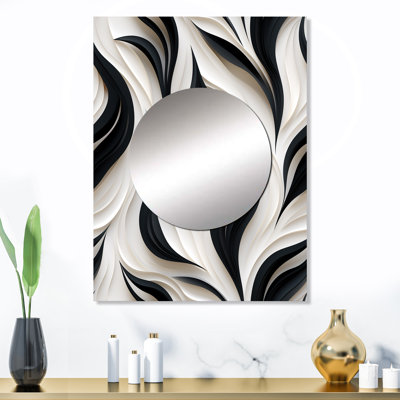 Lemonte blanc et noir minimaliste élégance - miroir mural unique rayé, miroir moderne, impression d'art en métal