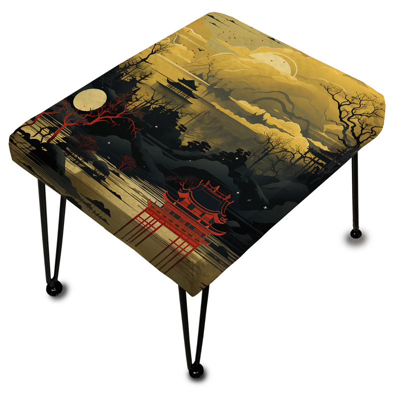 Repose-pieds jaune à motif japonais Torii Gate