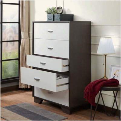 Commode avec 5 tiroirs spacieux et cadre en bois durable pour des solutions de rangement modernes