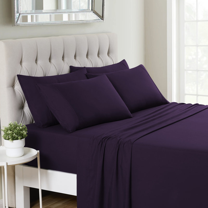 Ensemble de draps luxueux en microfibre douce avec taies d'oreiller en prime, Mauve