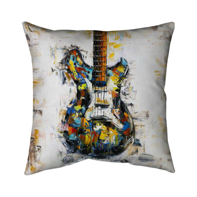 Abstract colorful guitar - 20"x20" Throw pillow cover - Poly twill - Print on demand