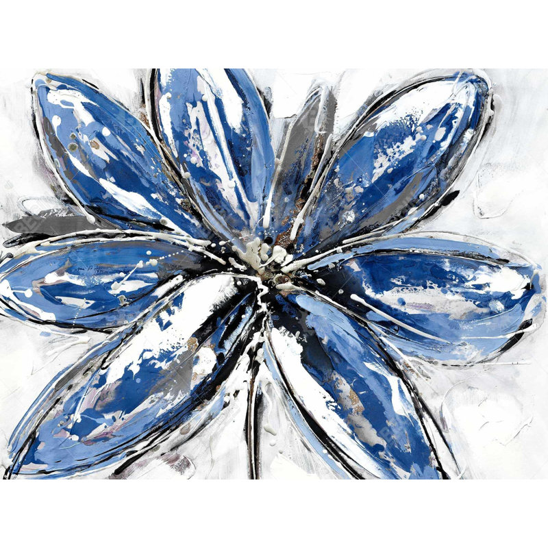 Blue flower Bath Mat with Non-Slip Backing - Quick Dry Memory Foam Bathroom Rug - Absorbent - Modern Plush Spa-Style - Machine Washable