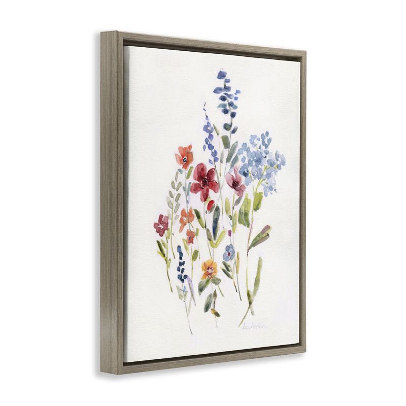 «Blooming Wildflower Buds Floater» par Sally Swatland, H 31 po x l 25 po, Cadre flottant orme Montalcino