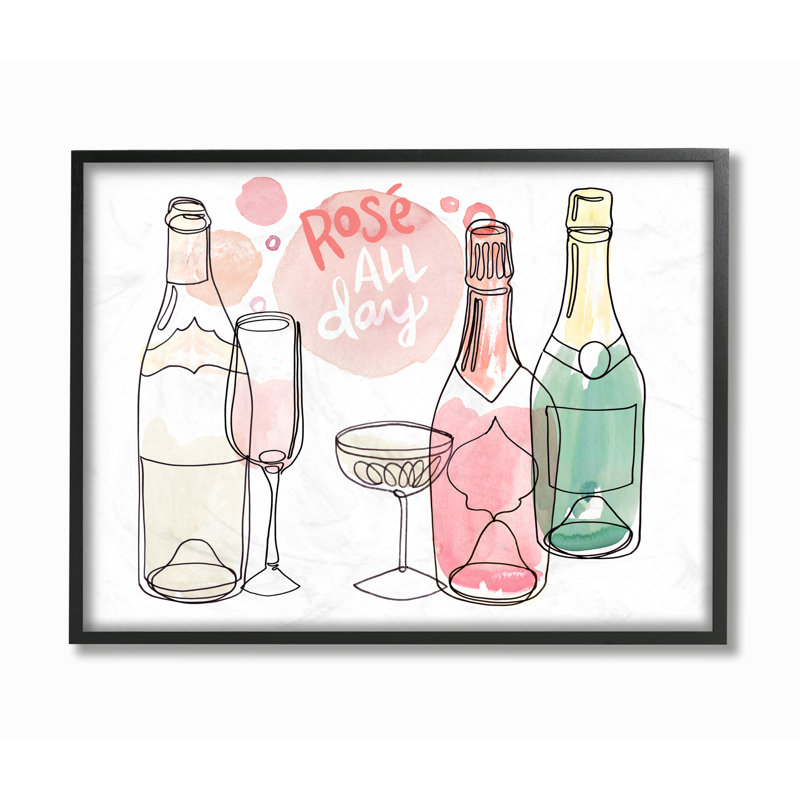 Rose de tous les jours, verre à champagnes et lunettes-impression sous forme d’art, H 16 po x l 20 po x P 1,5 po, Cadre noir