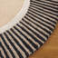 Tapis rayé beige / noir en laine / viscose / coton 107 touffetés à la main-554680053