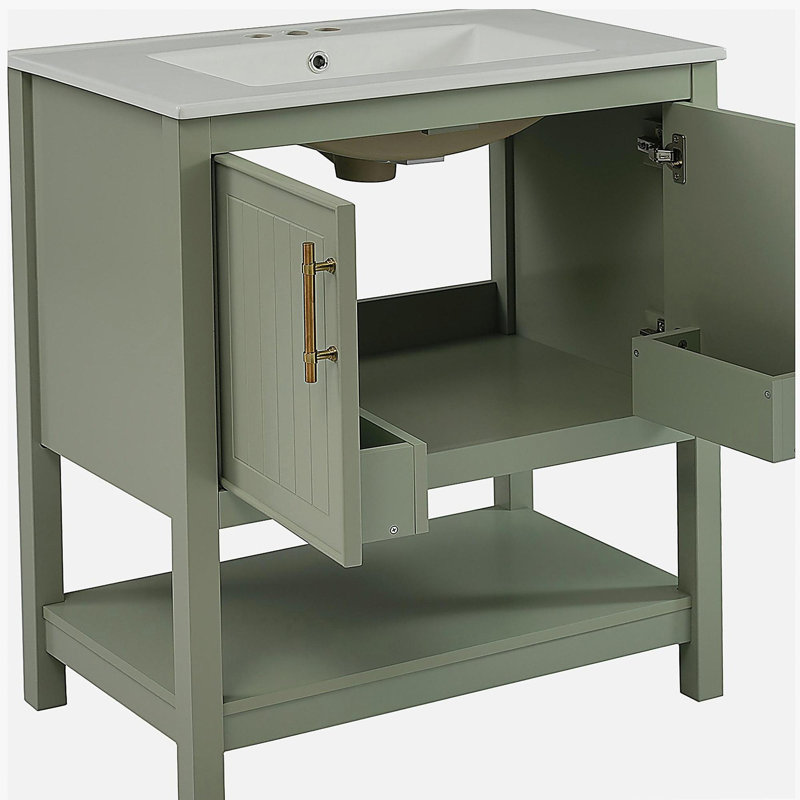 30-Inch  Bathroom Vanity with Sink and Versatile Storage - for Small Bathrooms, Green