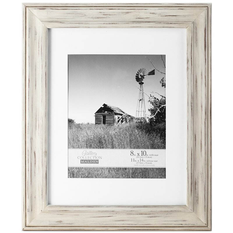 Beveled Picture Frame with Mat, 5" x 7", White
