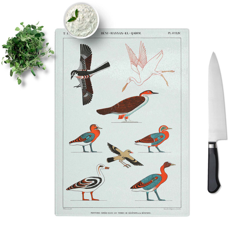 Glass Ducks & Birds by J.F. Champollion Chopping Board, 28.5 cm W x 20 cm L