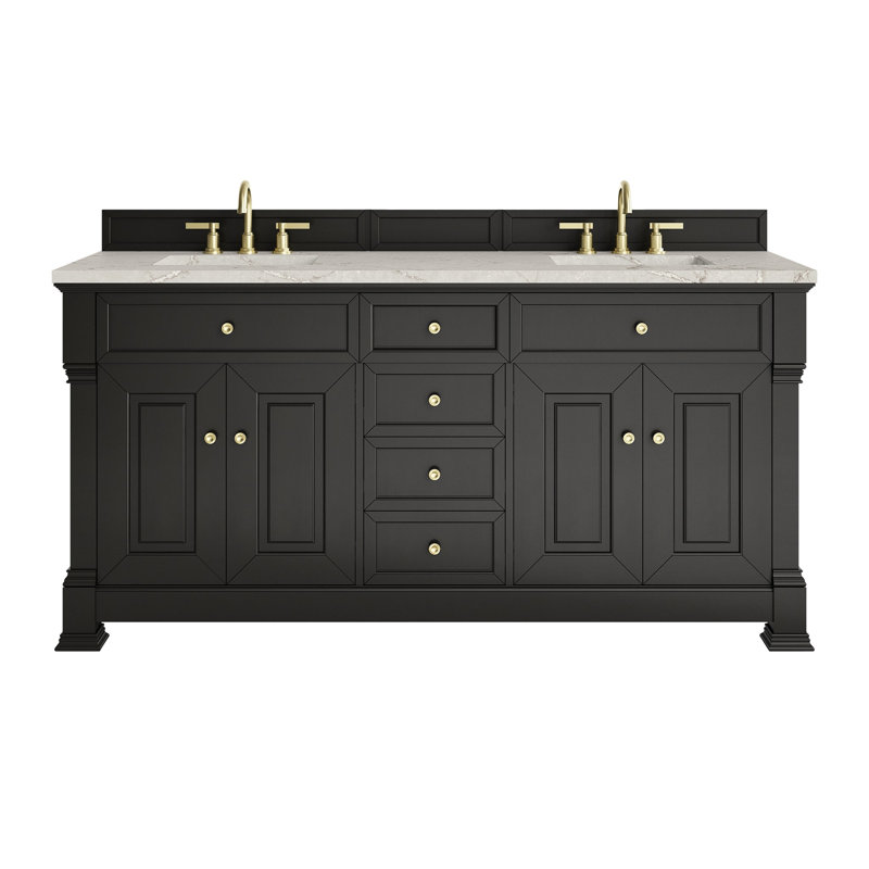 Brookfield 71.75'' W Double Bathroom Vanity Base, Black Onyx