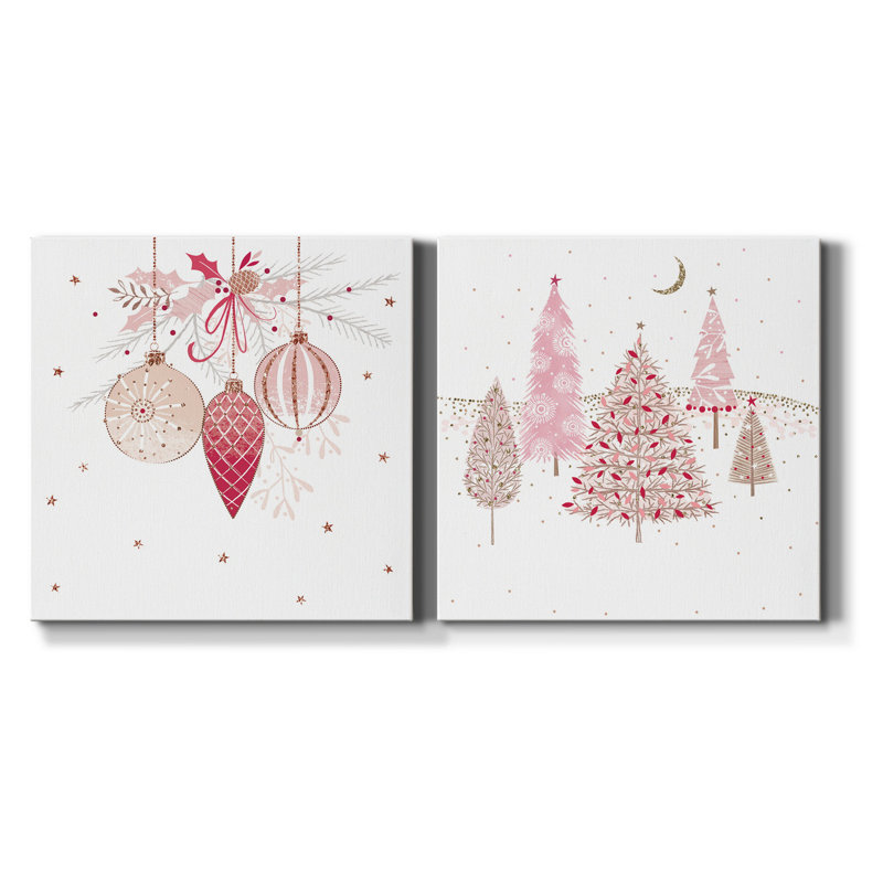 Pretty Pink Baubles - Ensemble de 2 reproductions sur toiles tendues, H 40 po x l 80 po x P 1 po