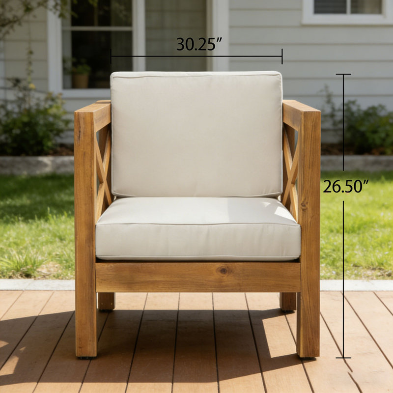 Chaise de patio pour club, Beige, Teck