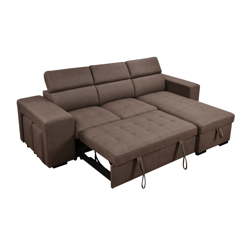 Canapé-lit modulaire réversible en L de 102,7 po Dorla, Polyester brun foncé