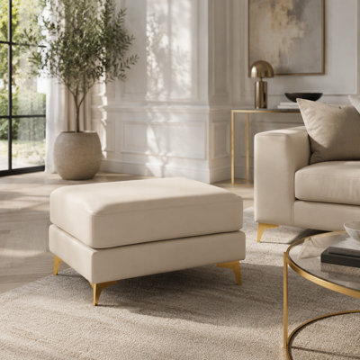 Pouf Chesterfield modulaire léger et luxueux, tabouret en similicuir capitonné à la main, pattes minces en métal pour salon, appartement