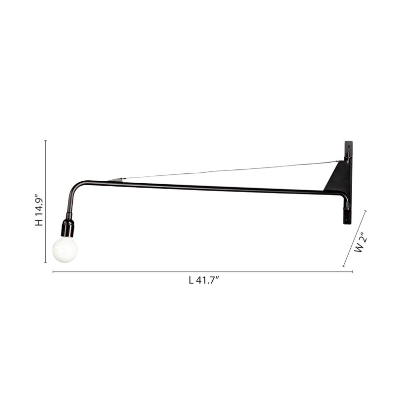 1-Light Black Metal Wall Sconce