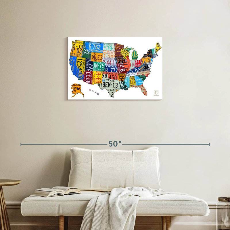 Carte de plaque minéralogique USA II, H 20 po x l 30 po