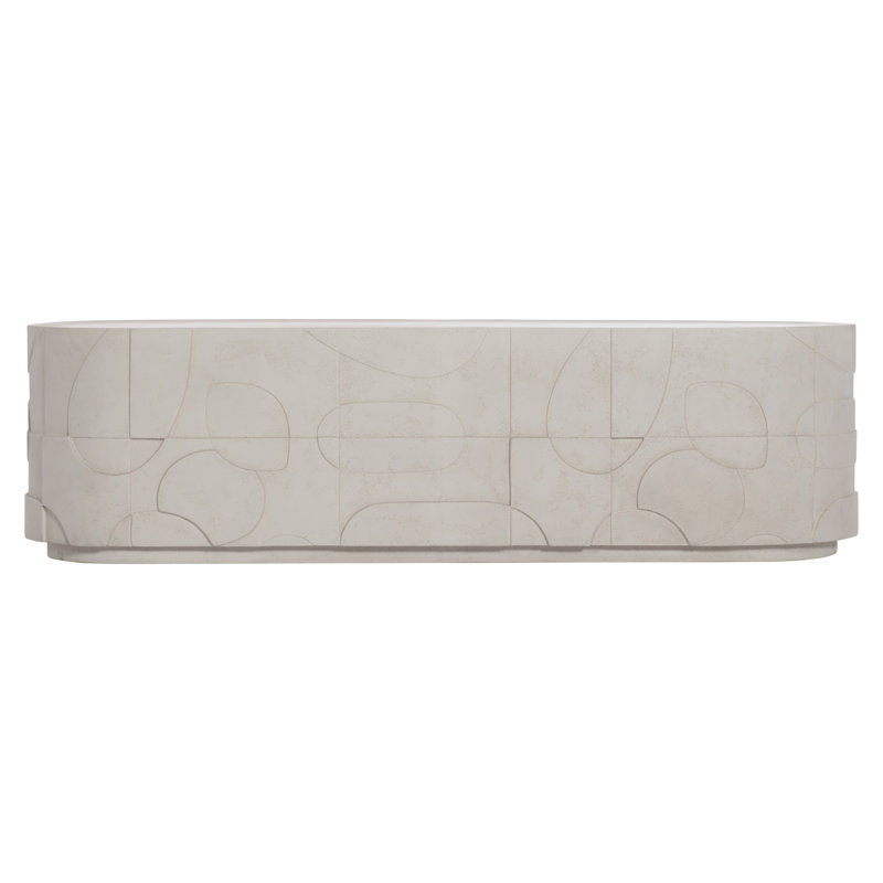 Zina Modern Beige Stonecast Rectangular Coffee Table