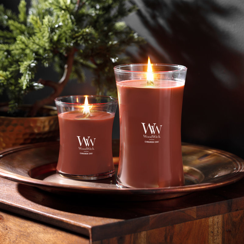 Grande bougie sablier WoodWick® Praline, Rouge foncé