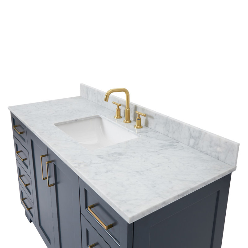 ARIEL TAYLOR 61 IN SINGLE RECTANGLE SINK VANITY, Midnight Blue, 61", Rectangular