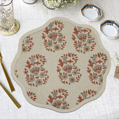 Fabdivine 15"Elegance Scalloped Placemats - Anarkali