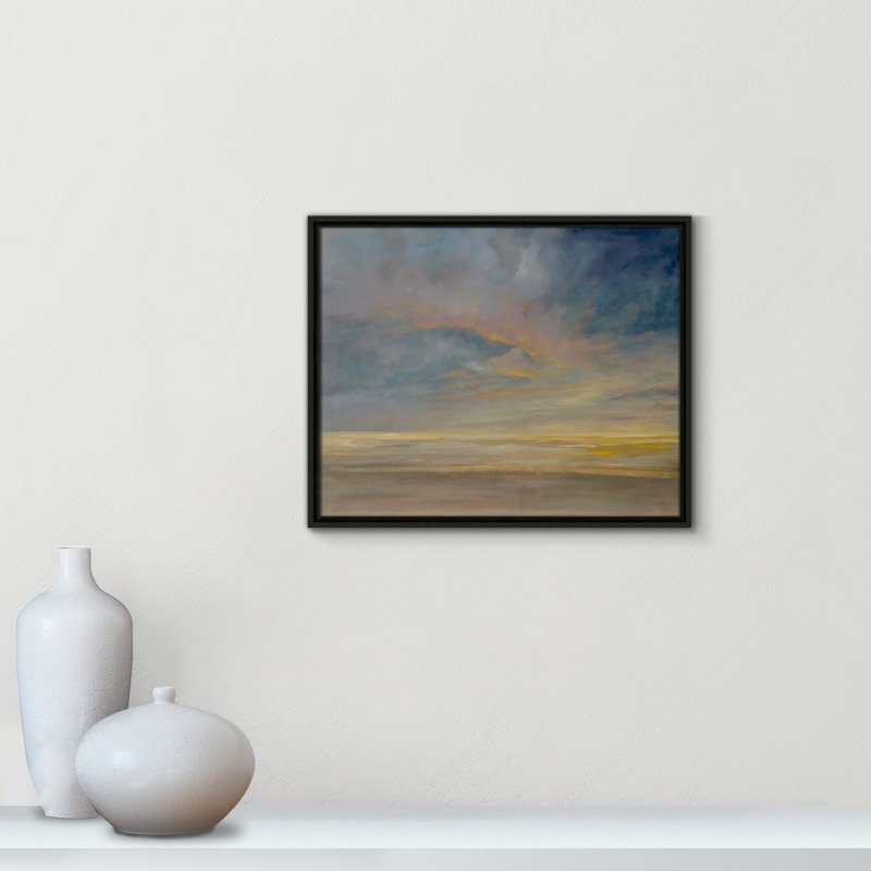 Saffi Dawning Unrest - Floater Frame Painting on Canvas, 17.5" H x 21.5" W, Gold