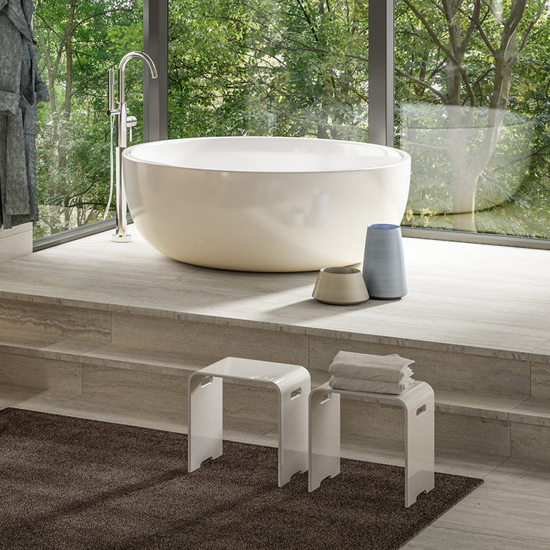 Twin Set 52.5'' L Freestanding Soaking Bathtub, Gloss White