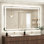 Miroir de salle de bain mural 55 po x 36 po à DEL en verre trempé anti-buée