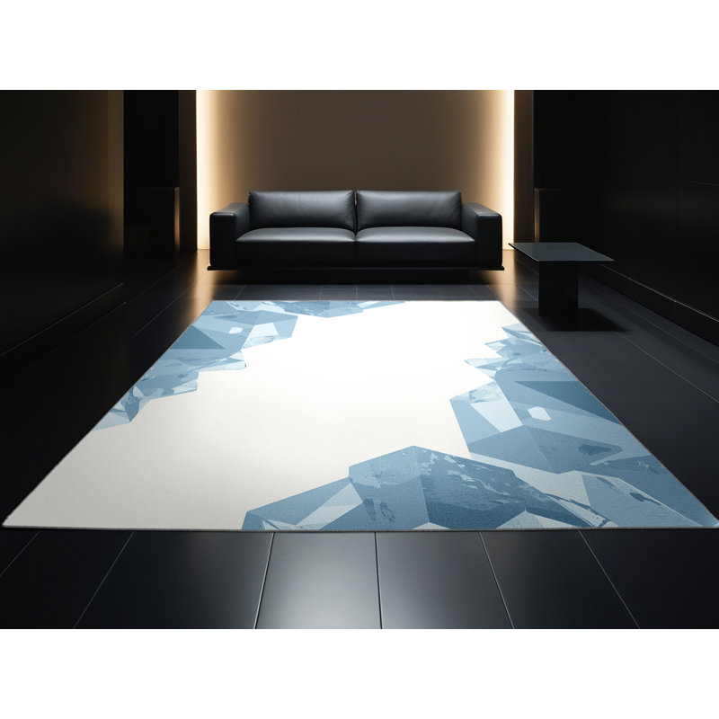 Machine Washable Pahola Minimalist Geometric Rug in Beige – BabyBlue Binding, 8' Square