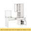 Meuble-lavabo polyvalent avec miroir et station de charge, coiffeuse avec 8 compartiments de rangement cachés, bureau d'ordinateur à 3 tiroirs, 2 armoires et tablettes ouvertes, bureau personnel, blanc