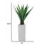 Agave artificiel dans un pot de fleurs carré en fibre de pierre beige