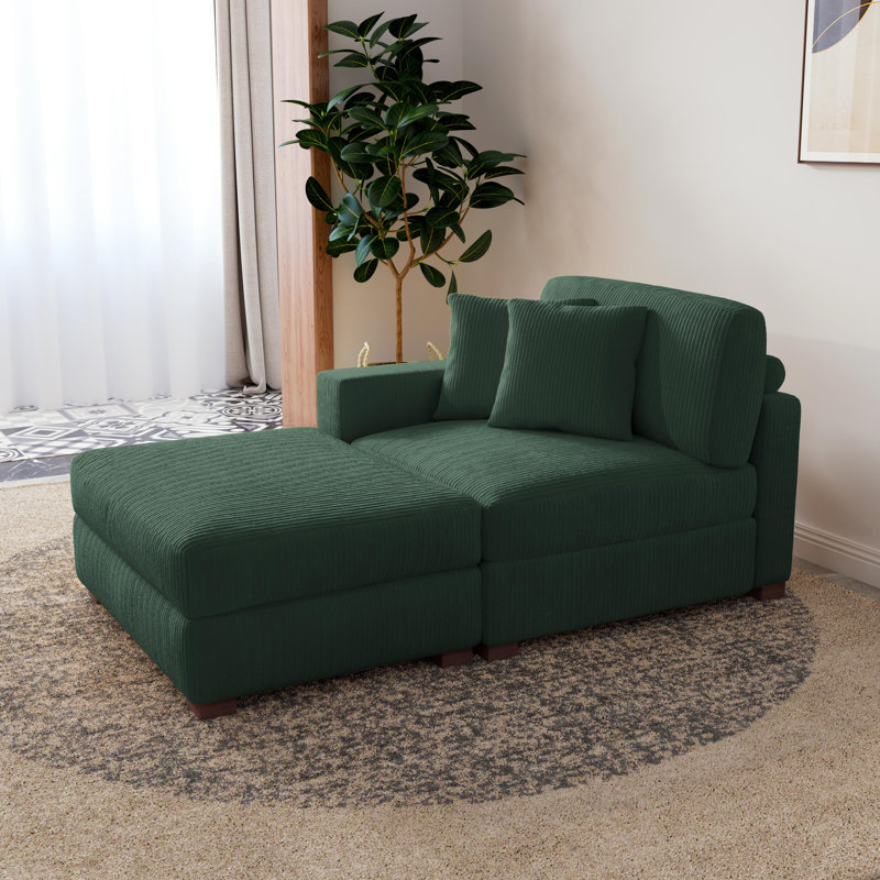 Milbrey Stylish Chaise Lounge, Left Hand Facing, Hunter Green