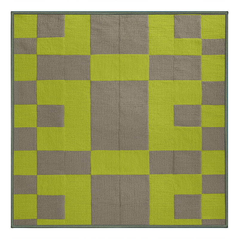 Machine Washable Checkered Green Area Rug, Square 7'