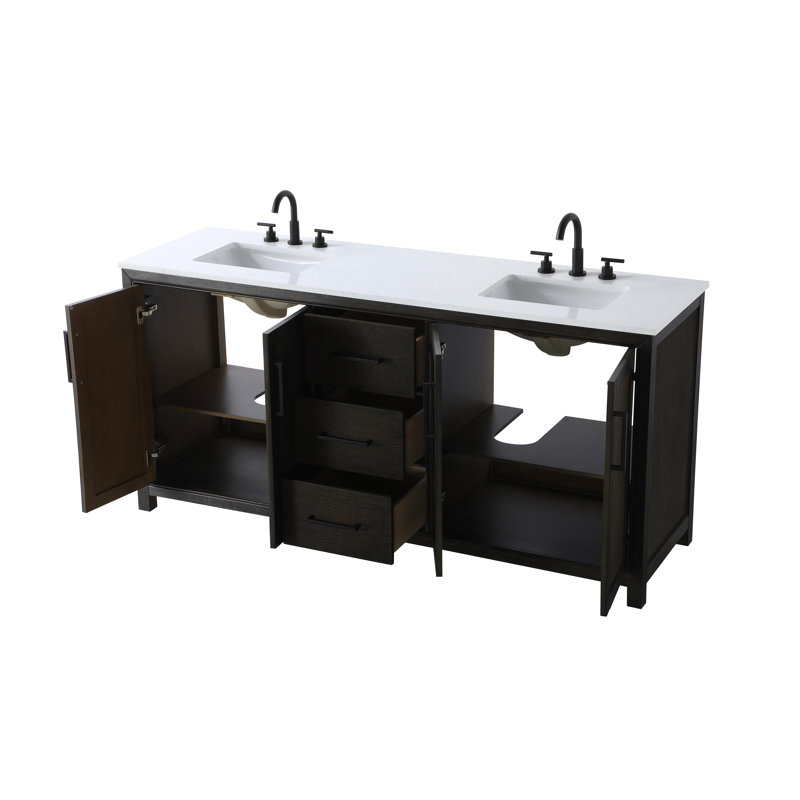 72 inch Double Bathroom Vanity, Chocolate Oak