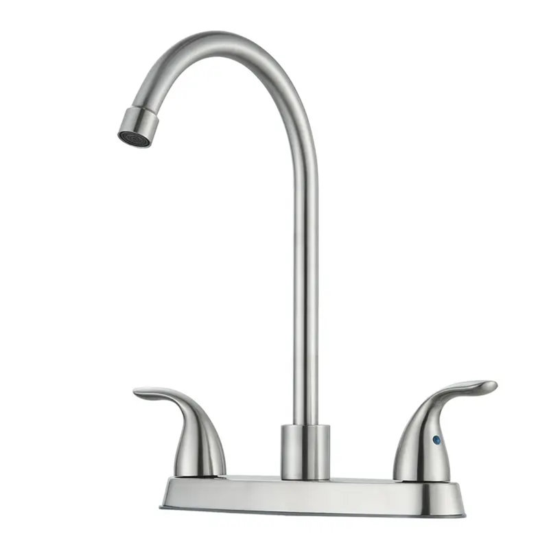 Kitchen Sink Faucet Deck Mounted 3 Hole 2 Handle Kitchen Faucets High-Arc 360 Degree Swivel Spout with Supply Lines
