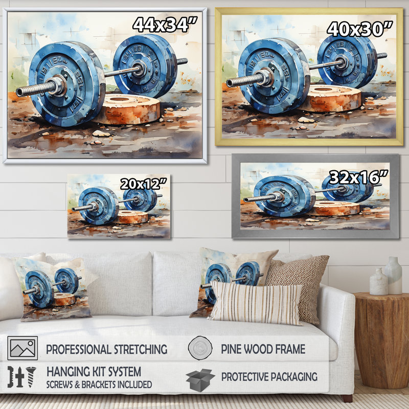 Haltérophile II - Décoration murale haltérophile, Cadre simple noir, H 30 po x l 40 po x P 1,5 po