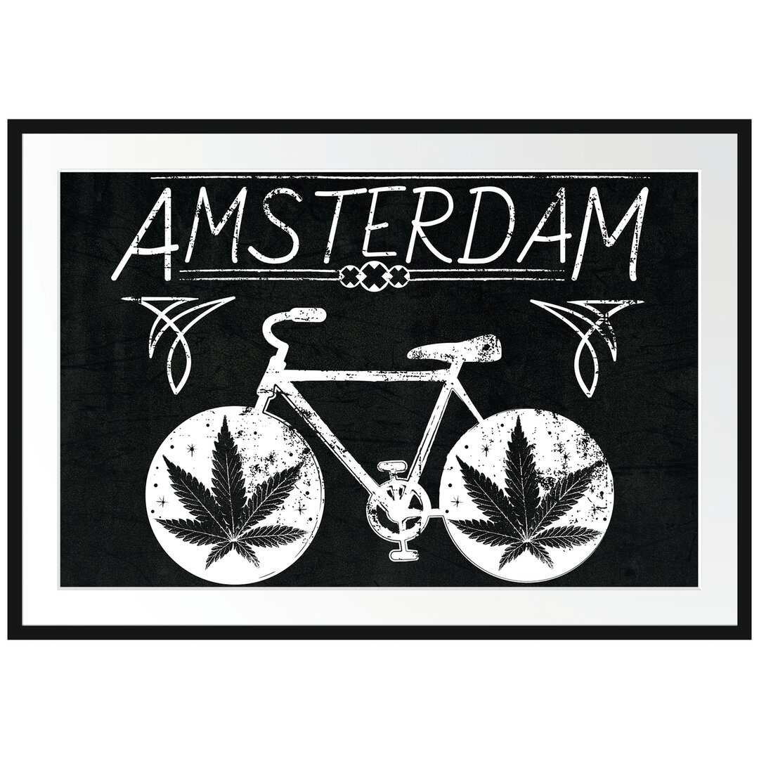 Gerahmtes Poster Amsterdam Black