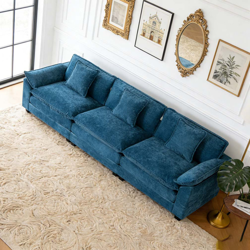 Canapé à accoudoirs plus large, 3, H 33,1 po x l 117,3 po x P 30,3 po, Bleu