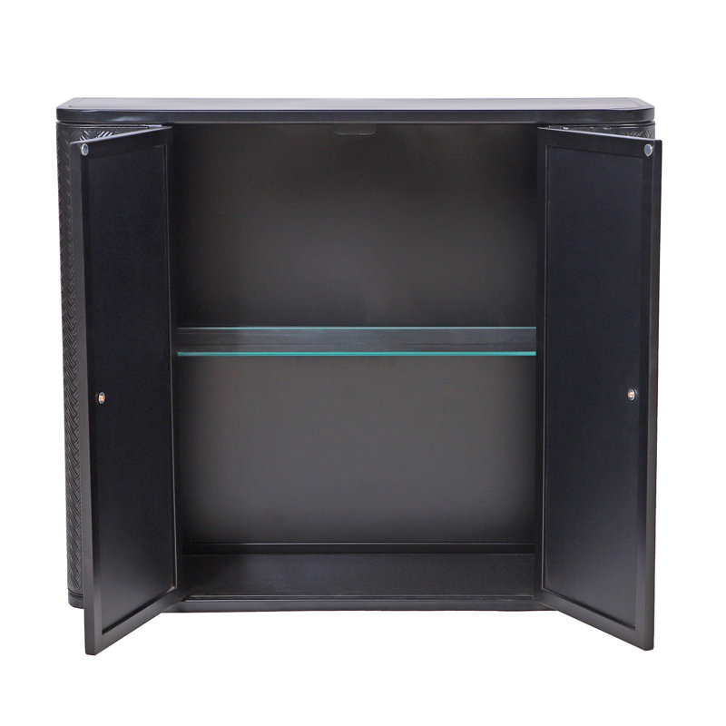 Armoire de salle de bain avec 2 portes en miroir, compartiment ouvert, cadre, noir antique, design contemporain, miroir de rangement de 8,2 po de largeur et tablette, moderne Mid-Century, profondeur de 27,71 po, largeur
